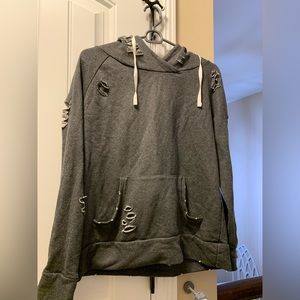 Chelsea Deboer distressed hoodie charcoal gray size XS